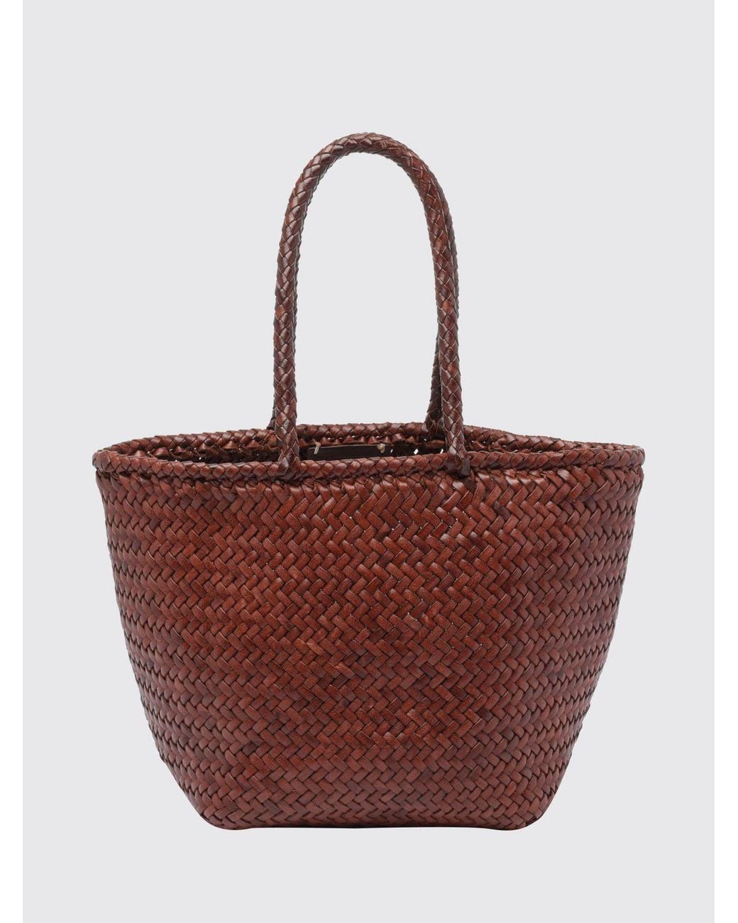 Dragon Diffusion White Grace Woven Leather Tote Bag With Double Handle