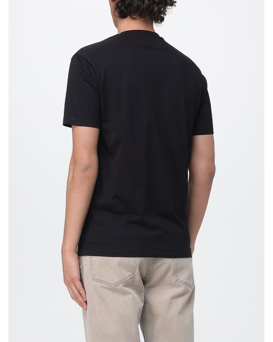 ARMANI EXCHANGE Black Crew Neck Cotton T-Shirt With Logo for men