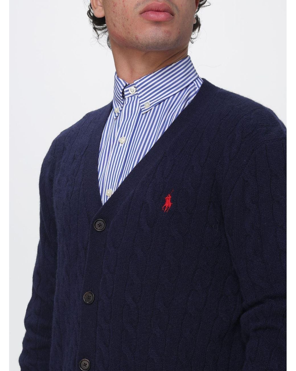 Polo Ralph Lauren Blue Crewneck Cardigan for men