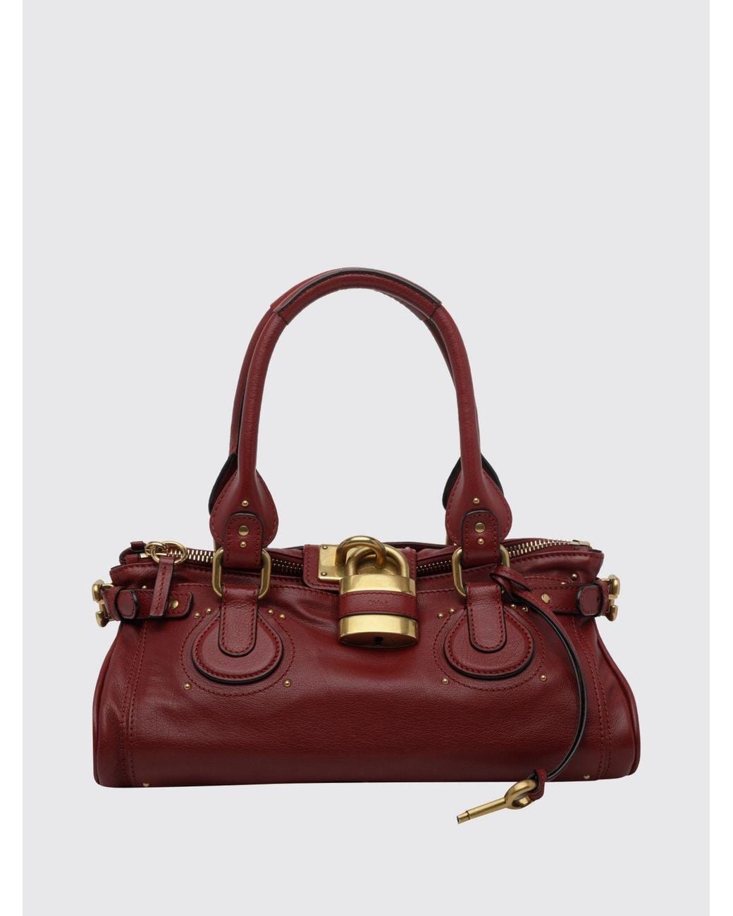 Chloé Red ChloÉ Paddington Calfskin Shoulder Bag With Iconic Padlock