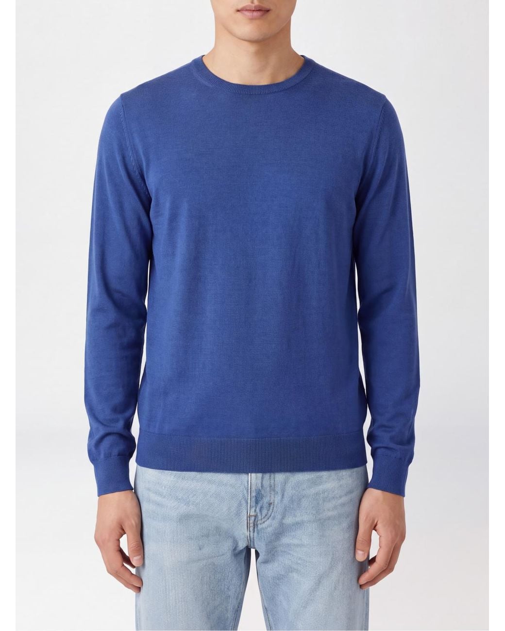 John Smedley Blue Crewneck Jumper for men