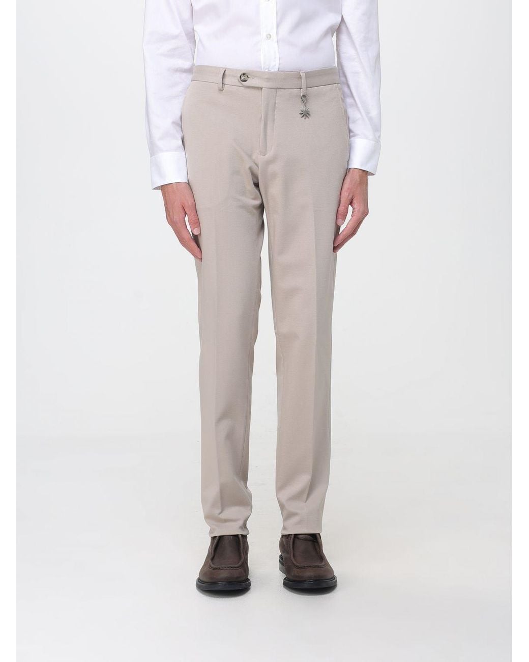 Manuel Ritz Multicolor Slim Fit Gabardine Chino Trousers With Off-Center Fastening for men