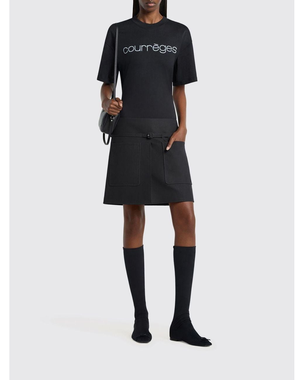 Courreges Black Courr&Egrave	Ges Cotton T-Shirts With Logo