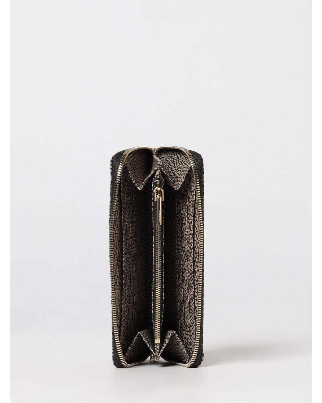 Borbonese Gray Continental Polka Dot Recycled Nylon Zip-Around Wallet