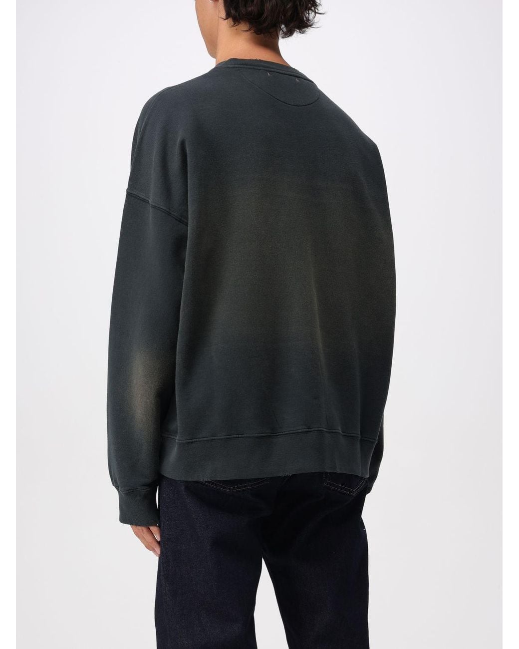 Golden Goose Deluxe Brand Gray Cotton Crewneck Sweatshirt With Gradient Effect for men