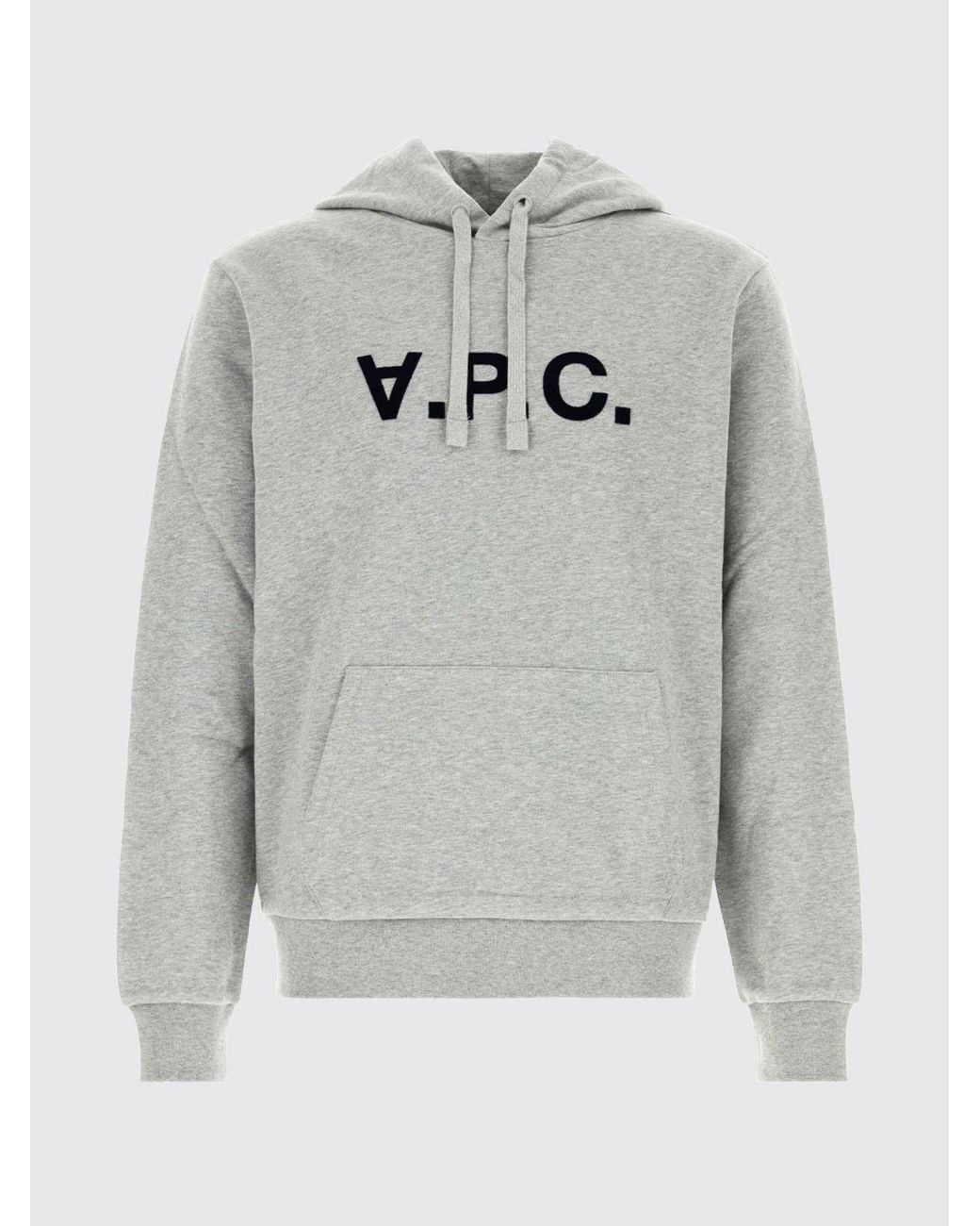 A.P.C. Gray Cotton Logo Hoodie With Kangaroo Pocket for men
