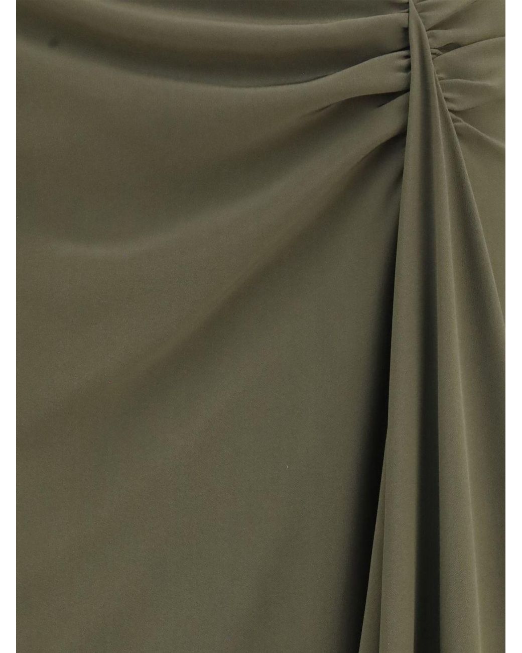 McQueen Green Asymmetrical Draped High-Waisted Maxi Skirt