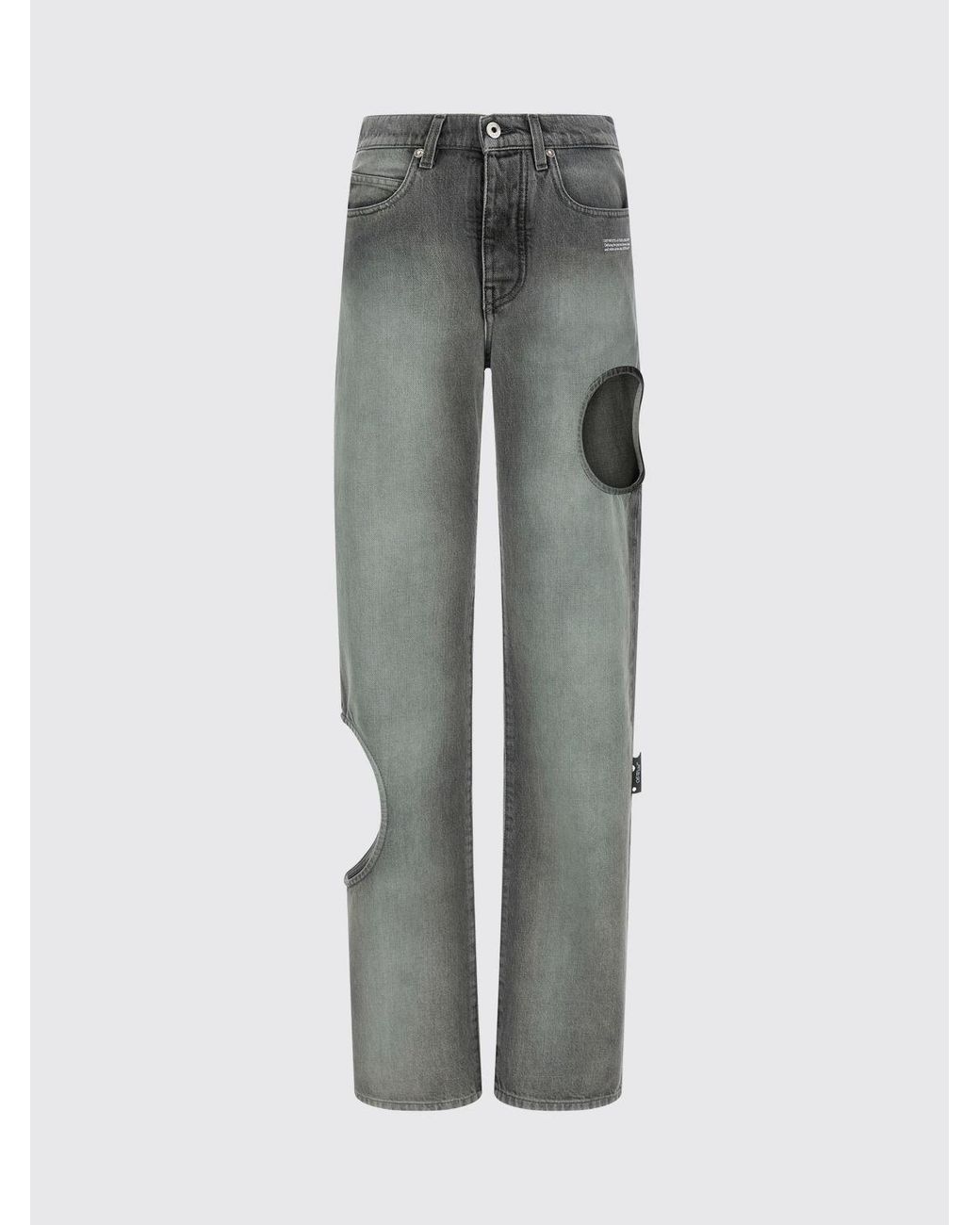 Jeans Hole Baggy De Denim Cut-Out Off-White c/o Virgil Abloh de color Gray