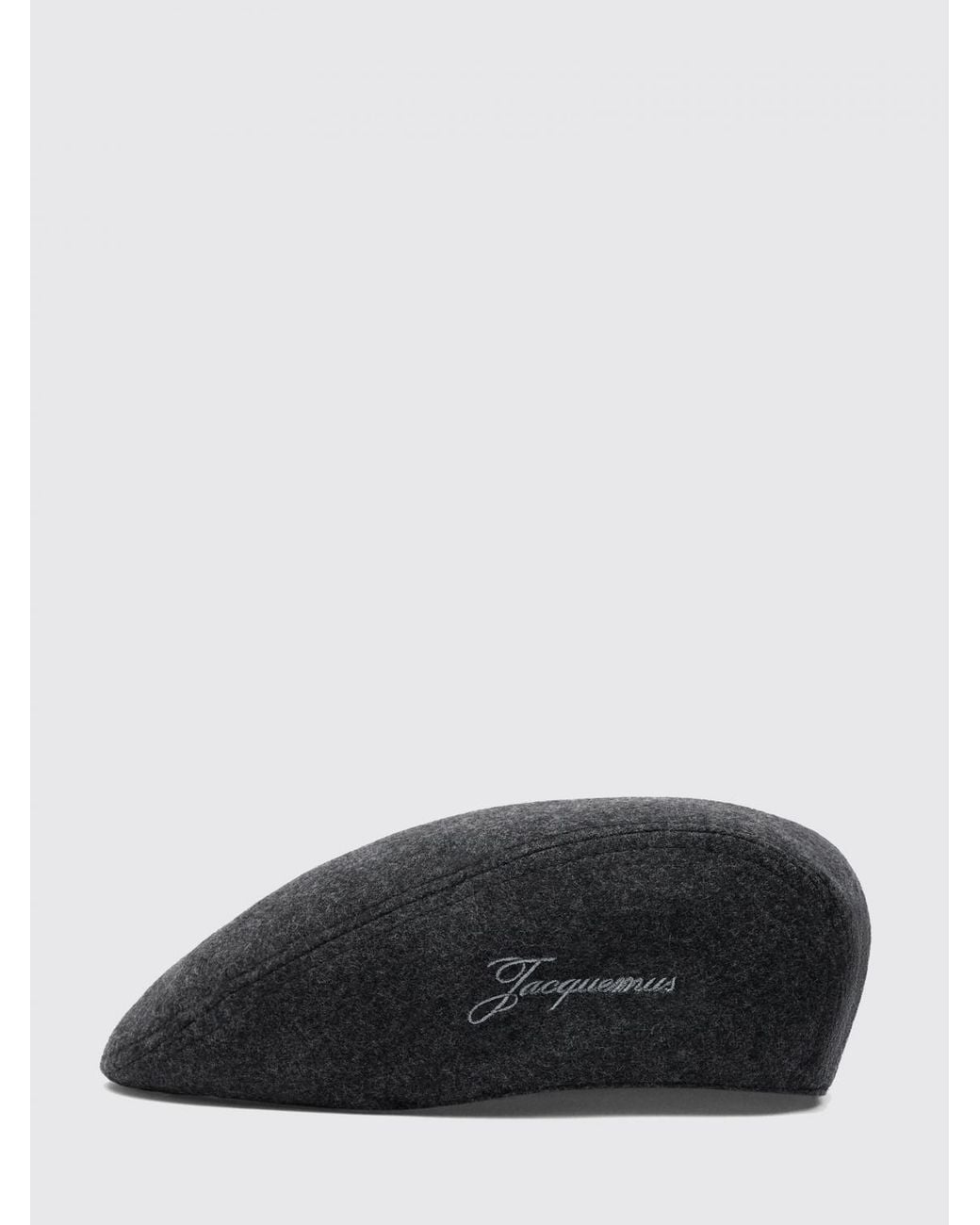 Jacquemus Black Wool Beret Cap With Visor And Embroidered Logo for men