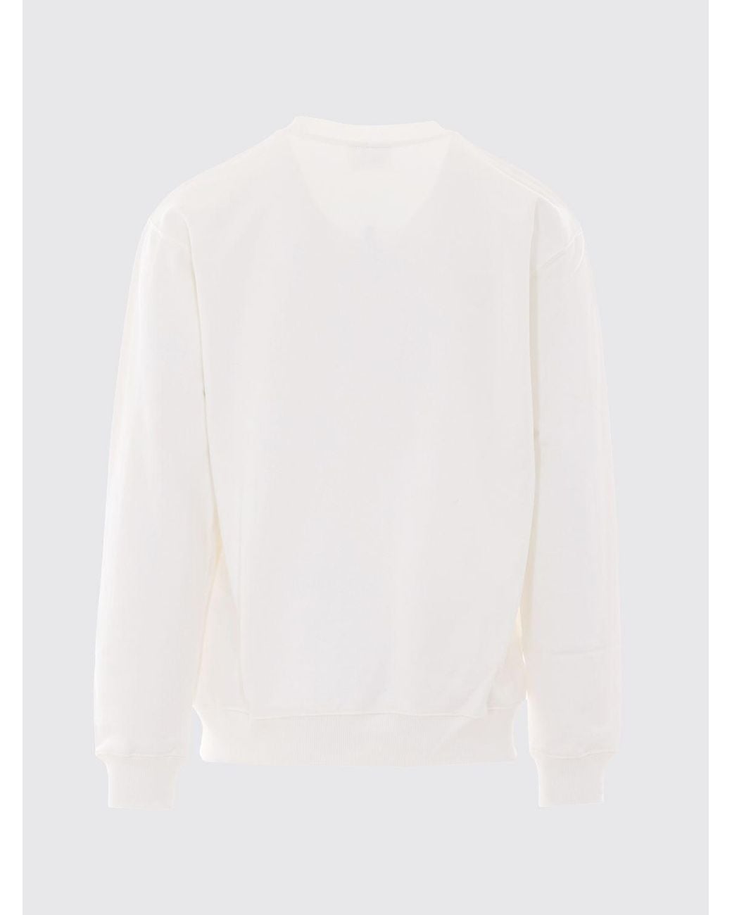 Drole de Monsieur White Graphic Print Cotton Crewneck Sweatshirt With Dropped Shoulders for men
