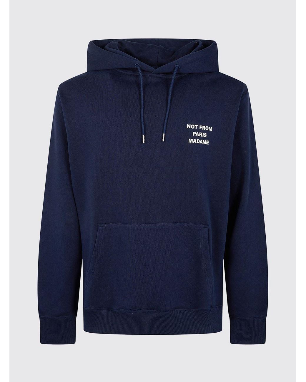 Drole de Monsieur Blue Relaxed Fit Cotton Hoodie With Slogan Print for men