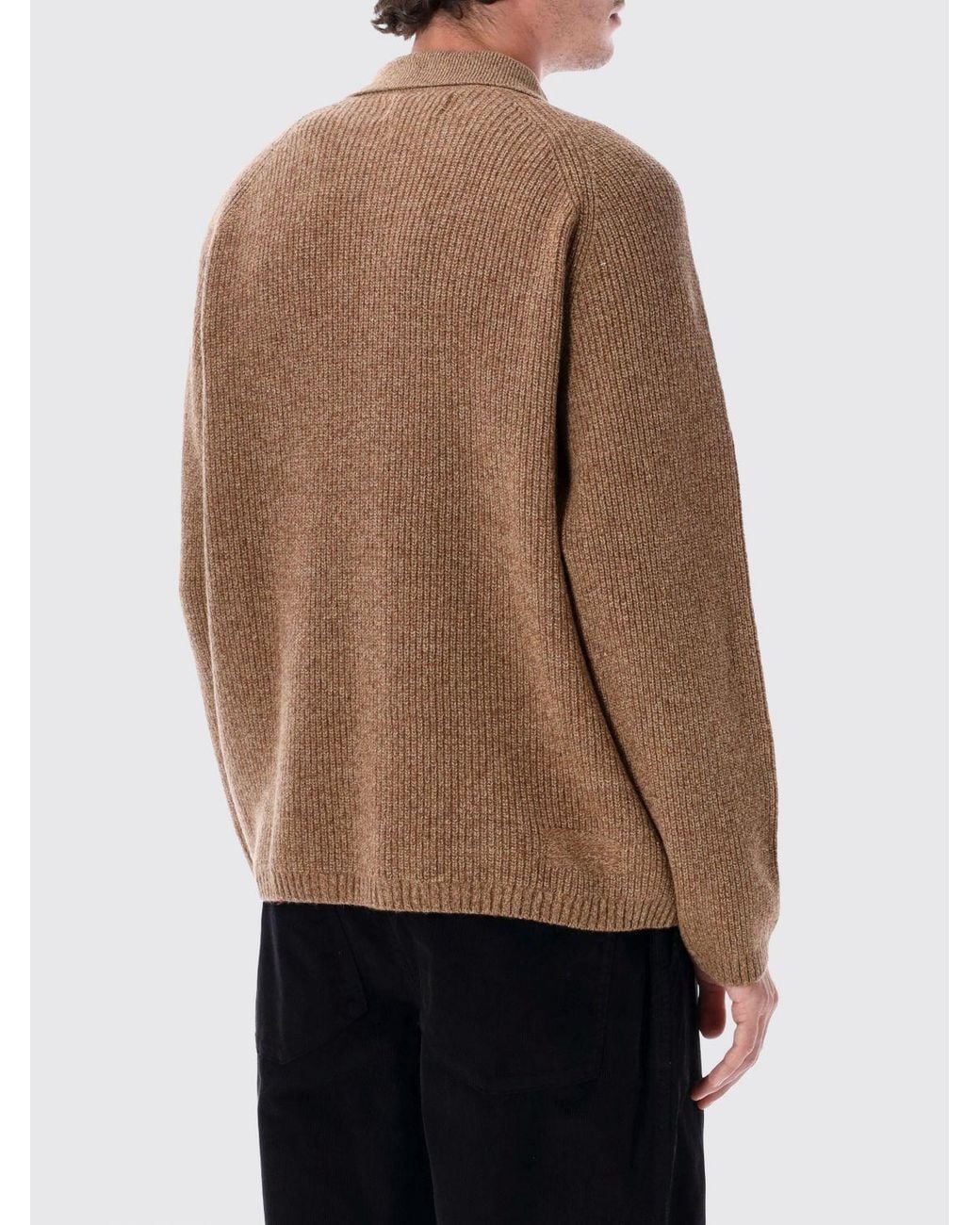 Universal Works Brown Zip-Up Polo Cardigan for men