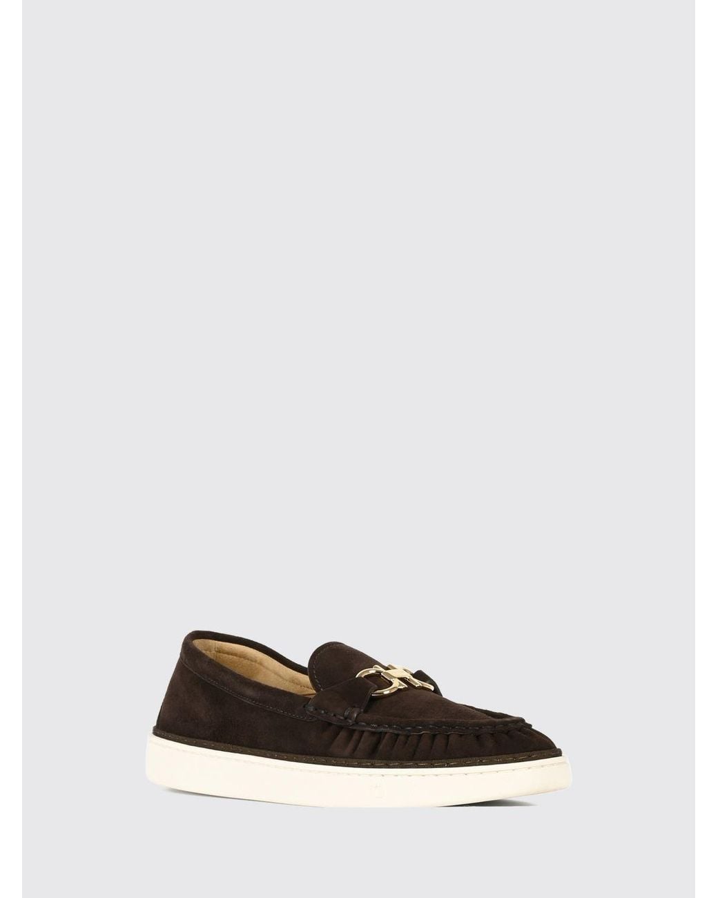 Ferragamo White Suede Loafers With Gancini Logo