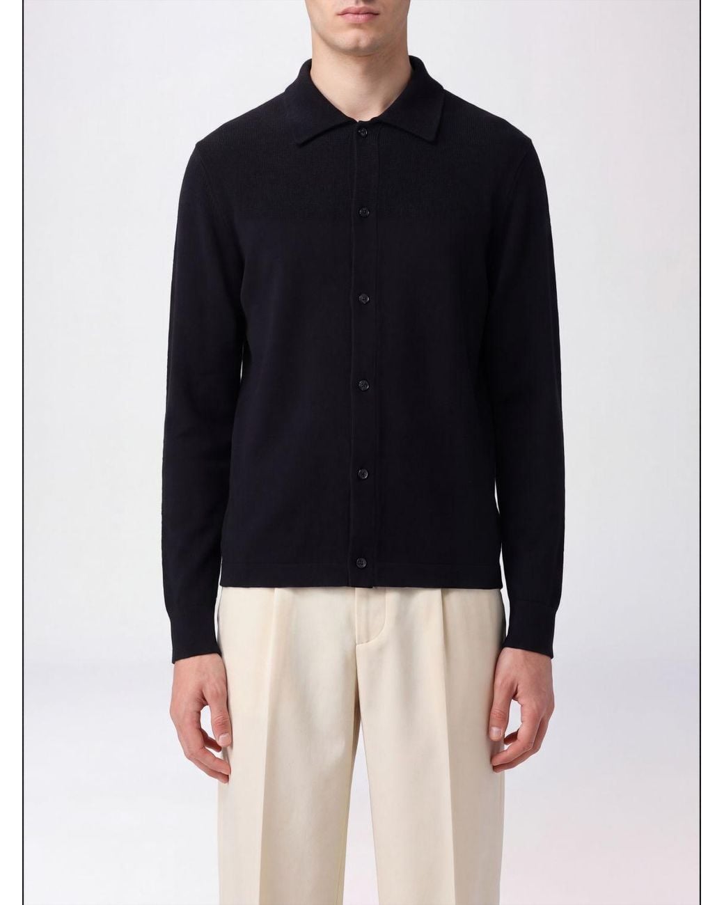 Lisa Yang Blue Long-Sleeved Polo Jumper for men
