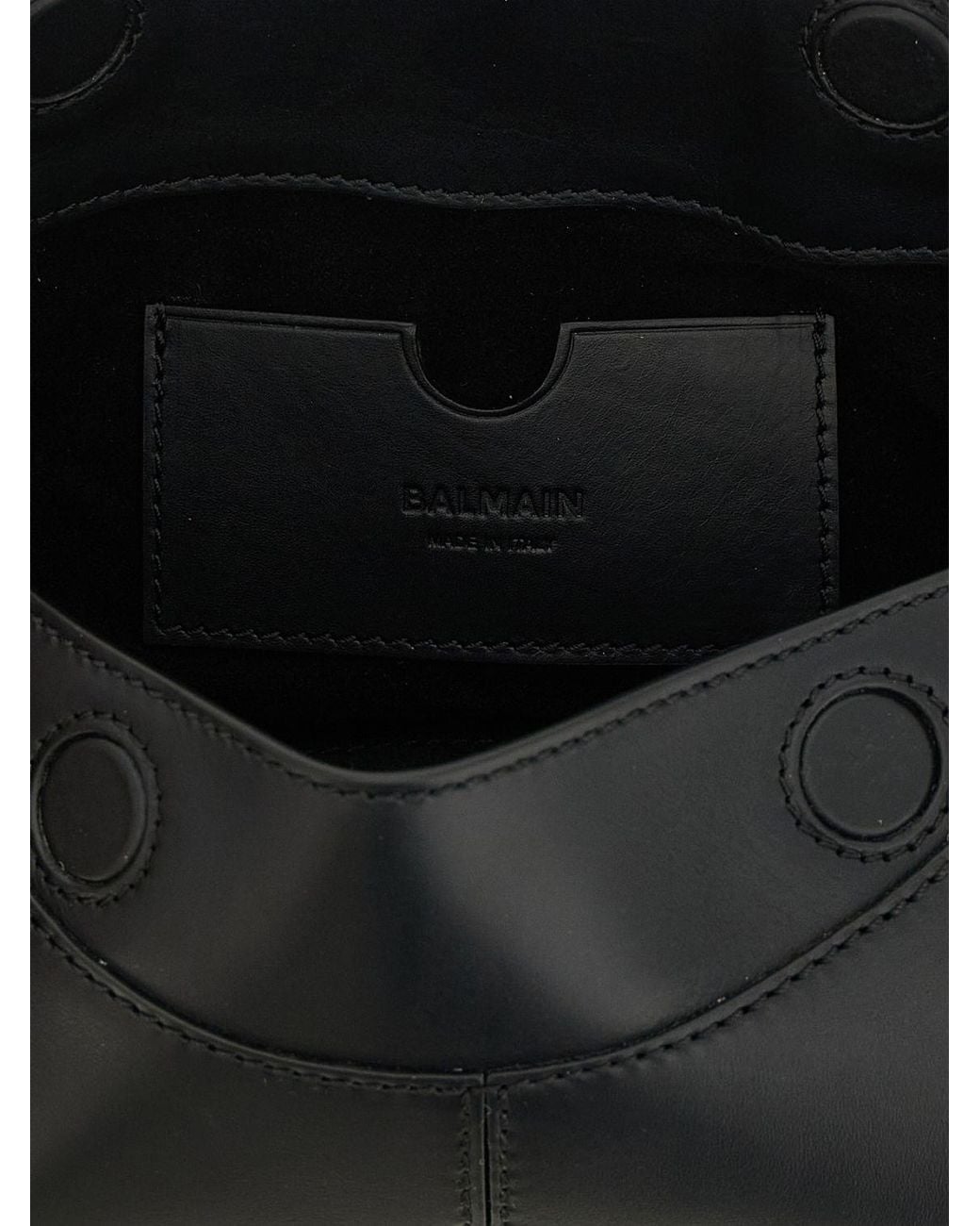 Balmain Black 64-83 Smooth Calfskin Leather Shoulder Bag With Flap Closure