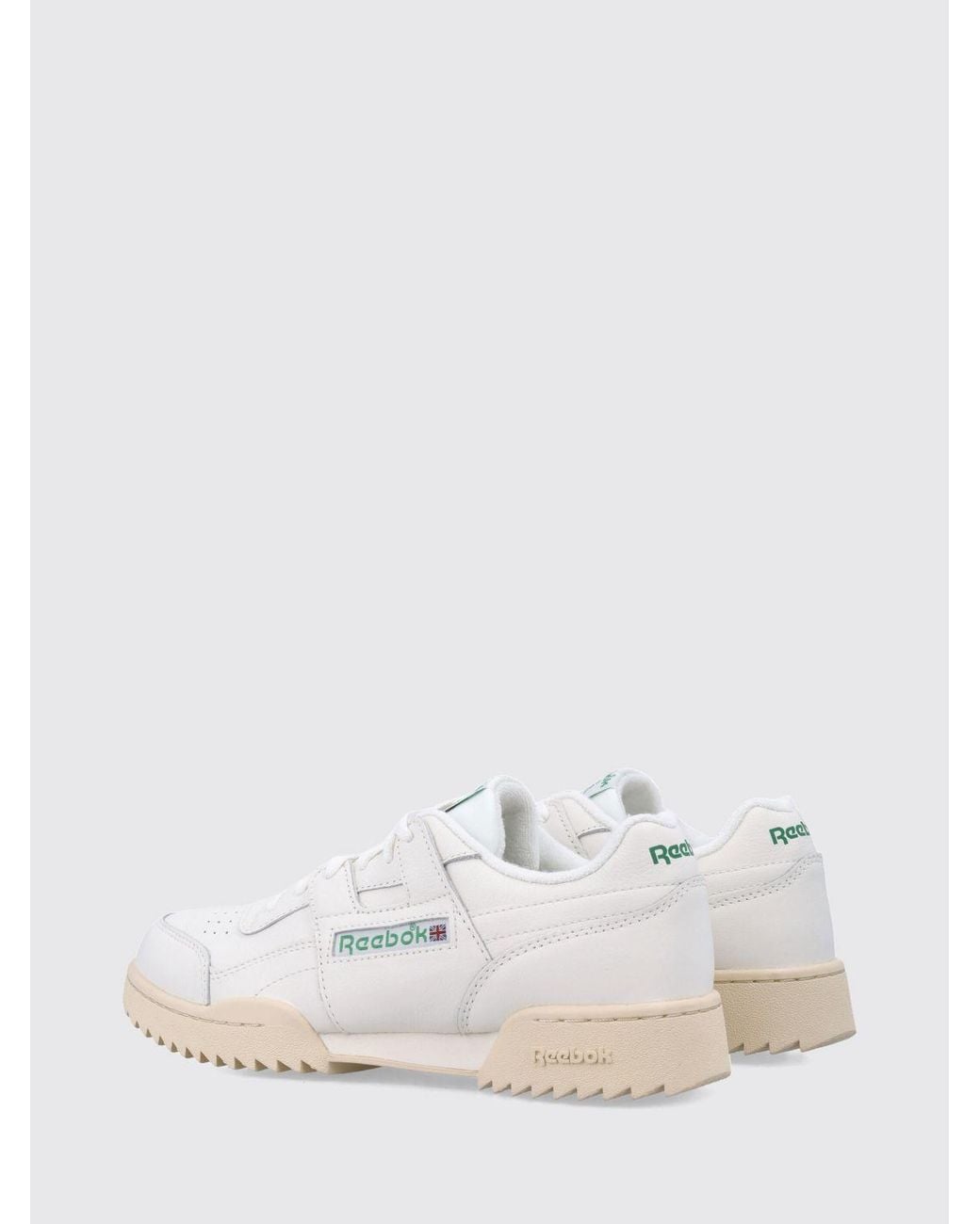 Reebok White Workout Plus Ripple Smooth Leather Sneakers With Ripple Sole for men