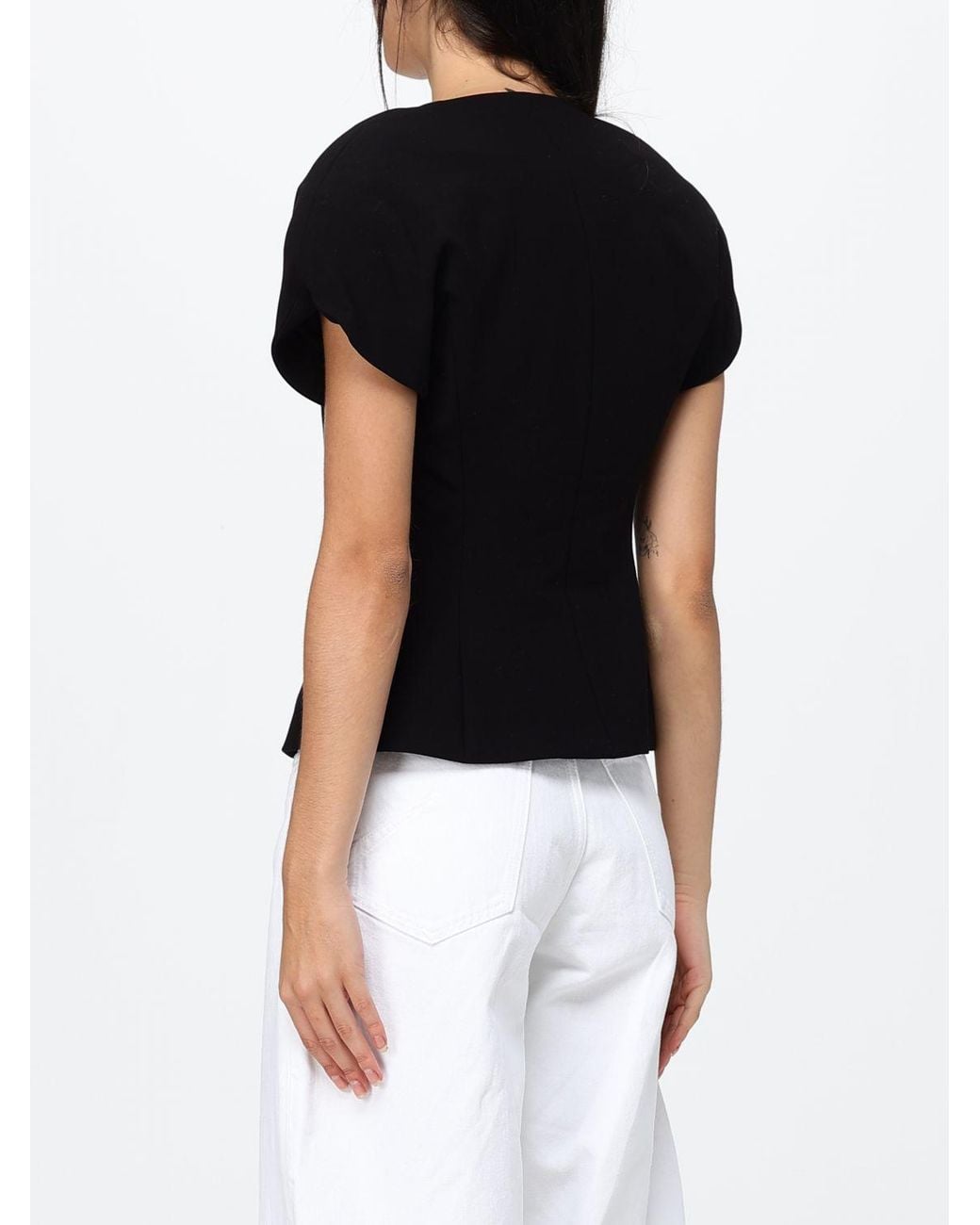 Jacquemus Black Slim Fit Cropped Blazer With Puff Sleeves