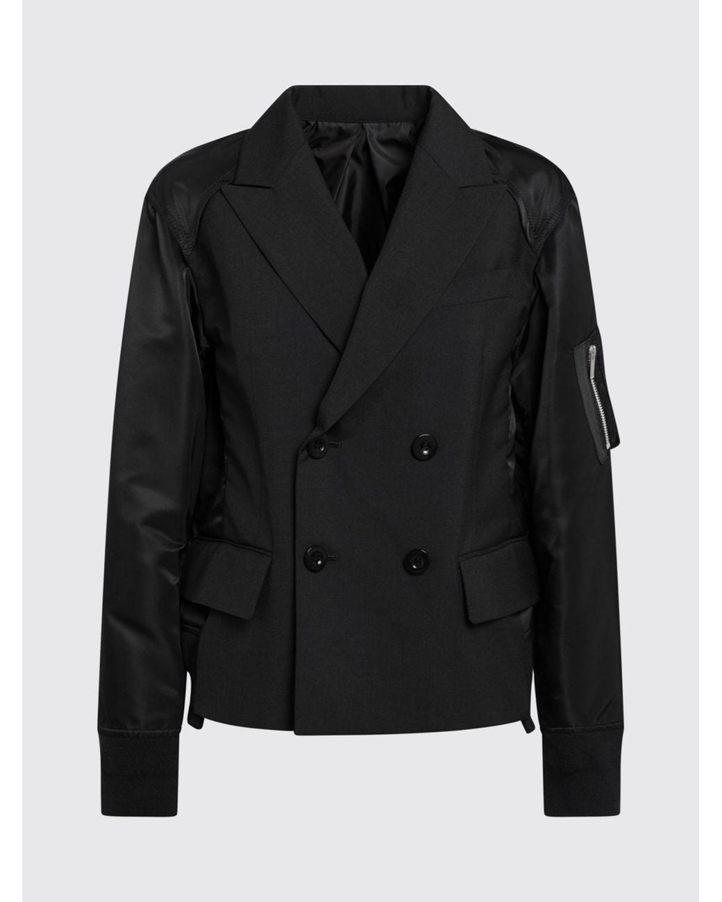 SACAI X CARHARTT WIP Black Double-Breasted Short Blazer