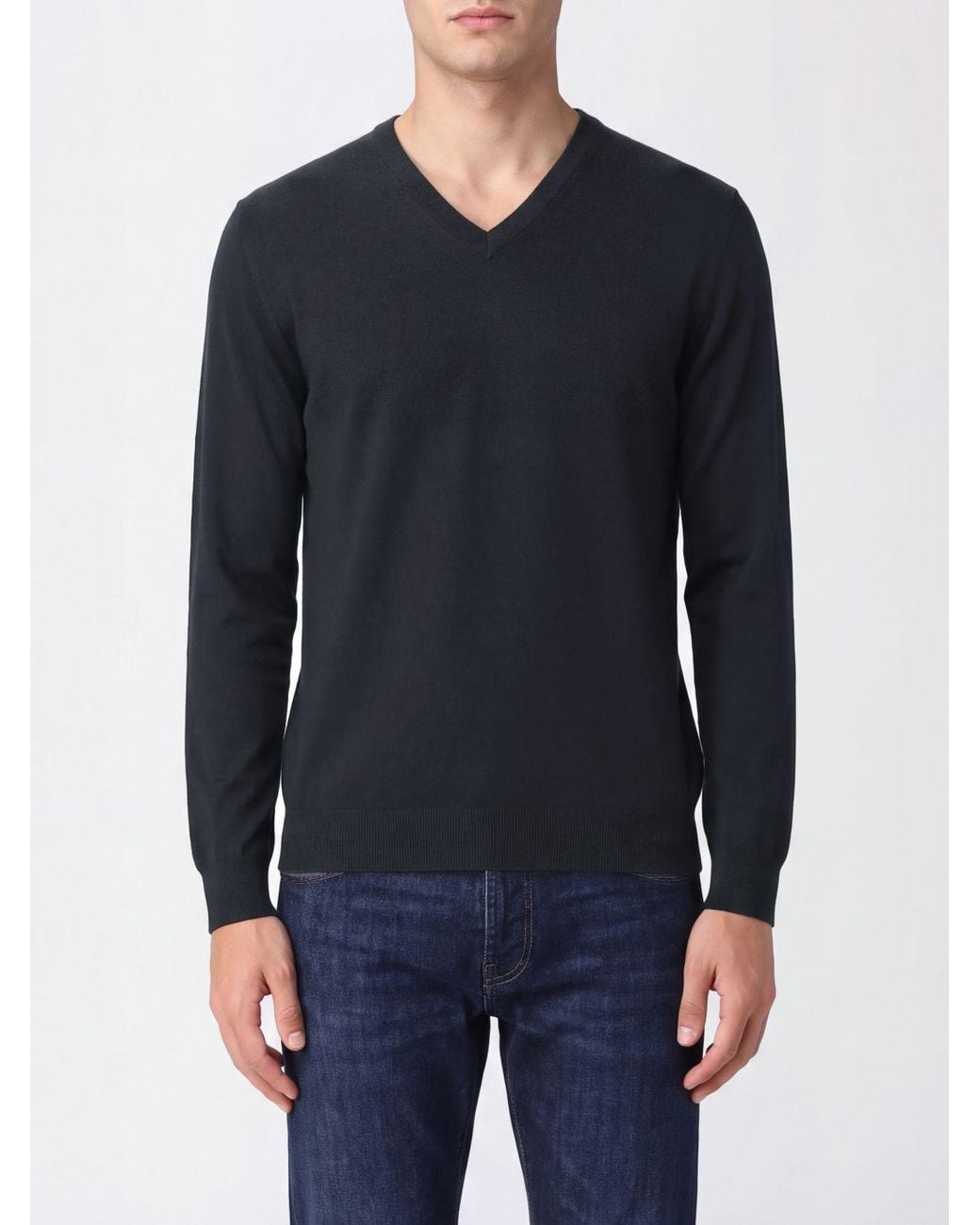 Zanone Blue Classic Long-Sleeved V-Neck Jumper Crafted for men