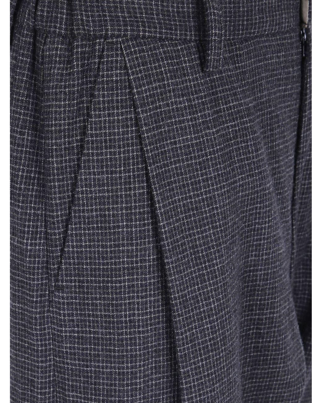 Ziggy Chen Black Wide-Leg Check Virgin Wool Trousers for men