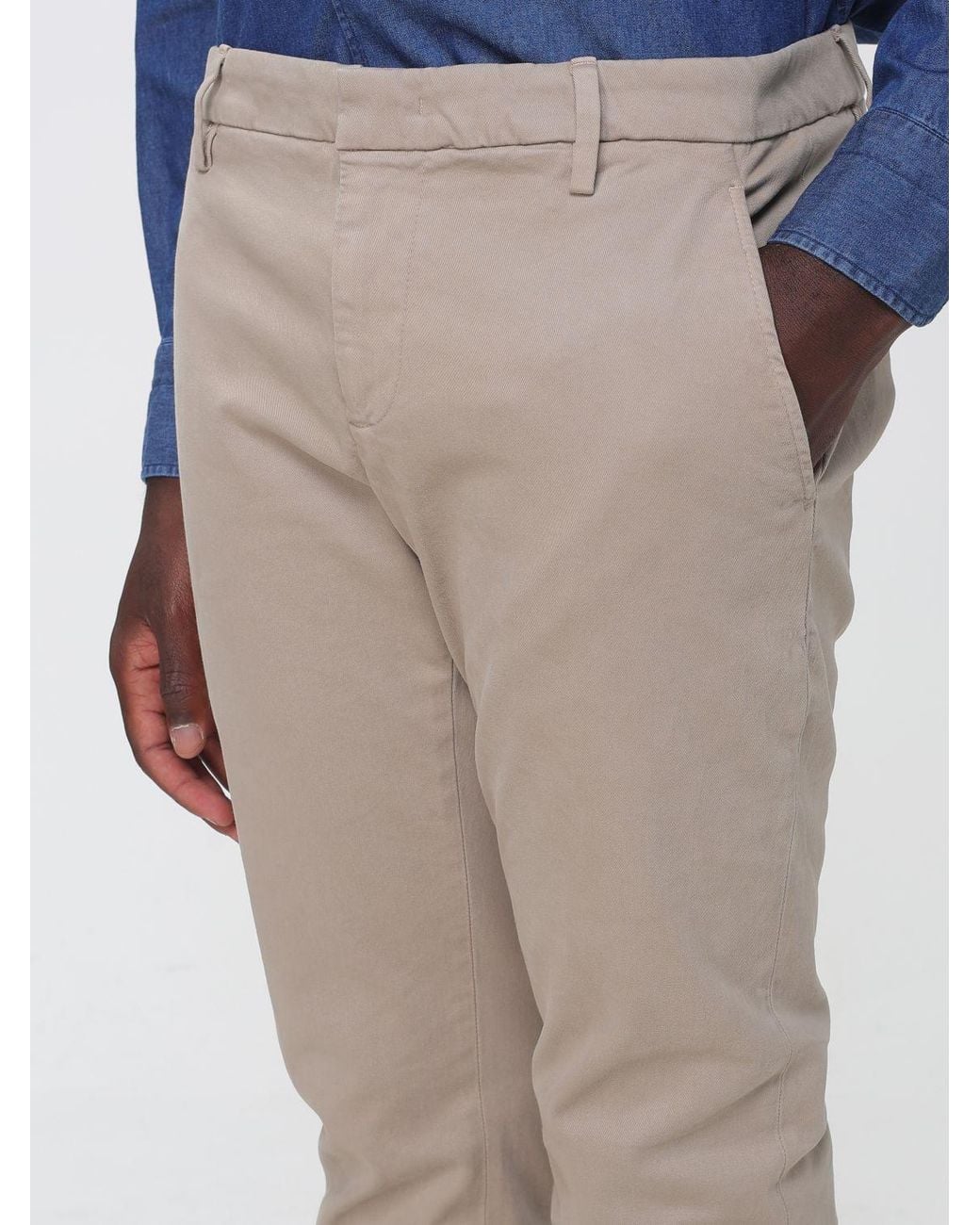 Dondup Blue Mid-Rise Slim Fit Chino Trousers for men