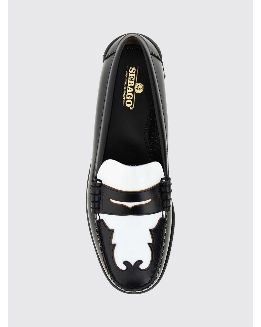 Sebago White Dan Scarabeo Bicolor Leather Penny Loafers for men