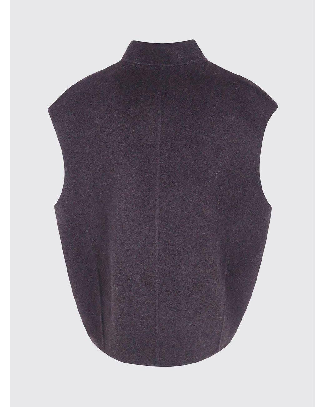 Soeur Blue Long Wool Waistcoat With Bomber Collar And Single-Button Closure