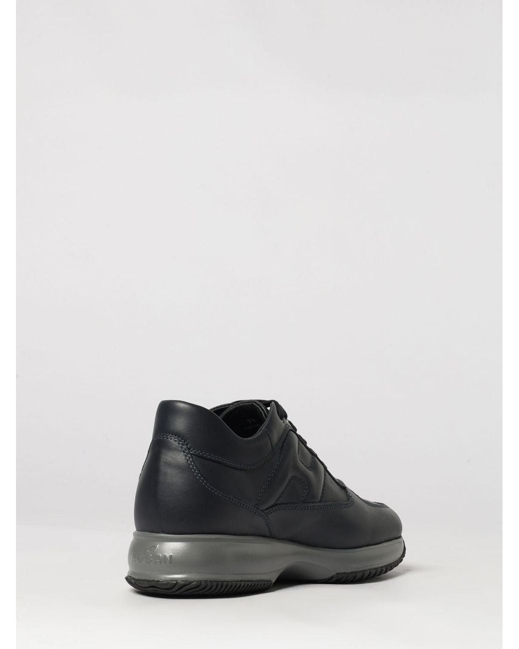 Hogan Black Interactive Smooth Leather Sneakers With A Chunky Sole And Tapered Toe for men