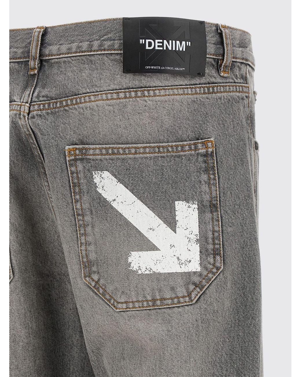 Off-White c/o Virgil Abloh Gray Striped Wide Leg Denim Jeans With Diagonals Logo for men