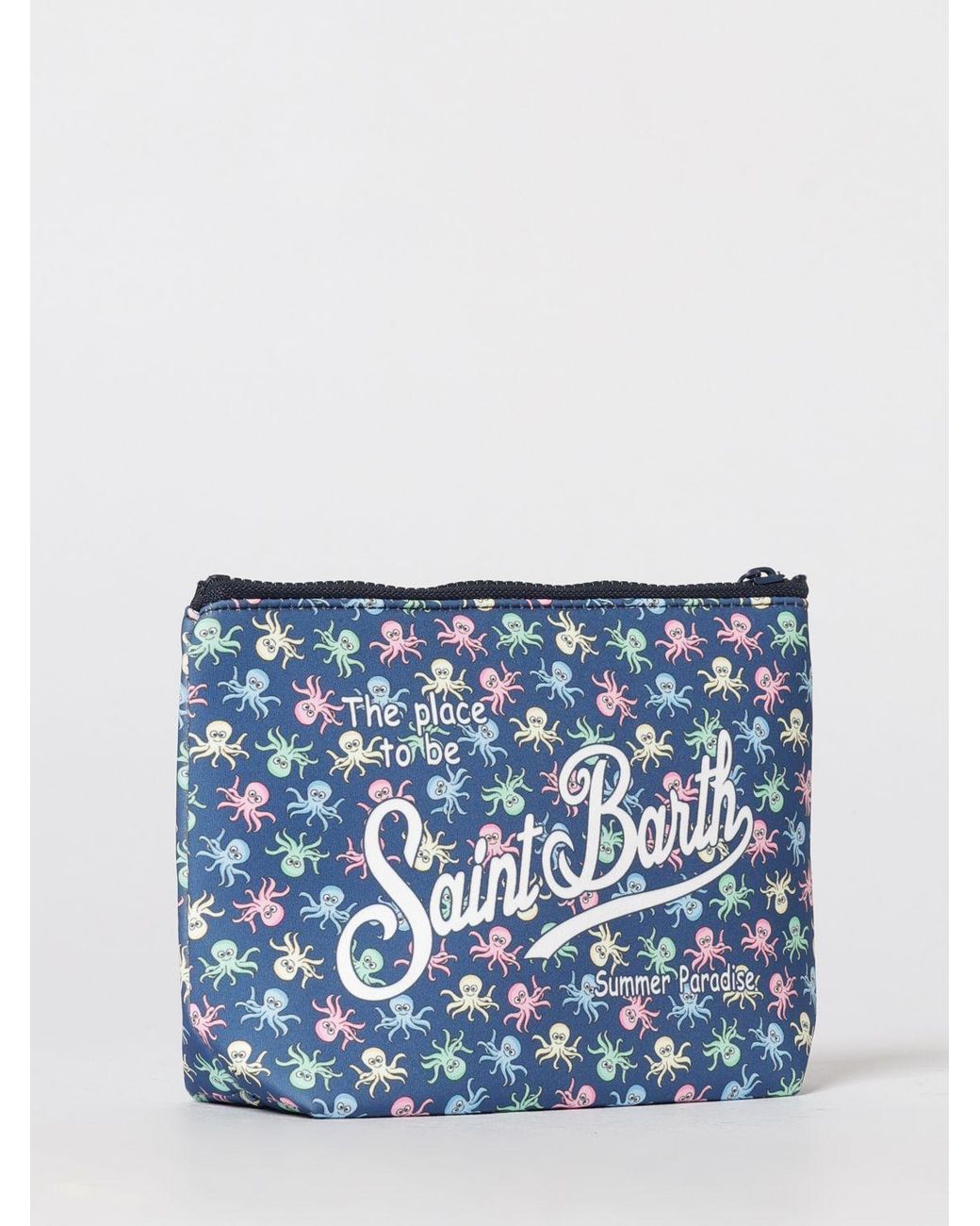 Mc2 Saint Barth Blue Aline Striped Polyester Pouch for men