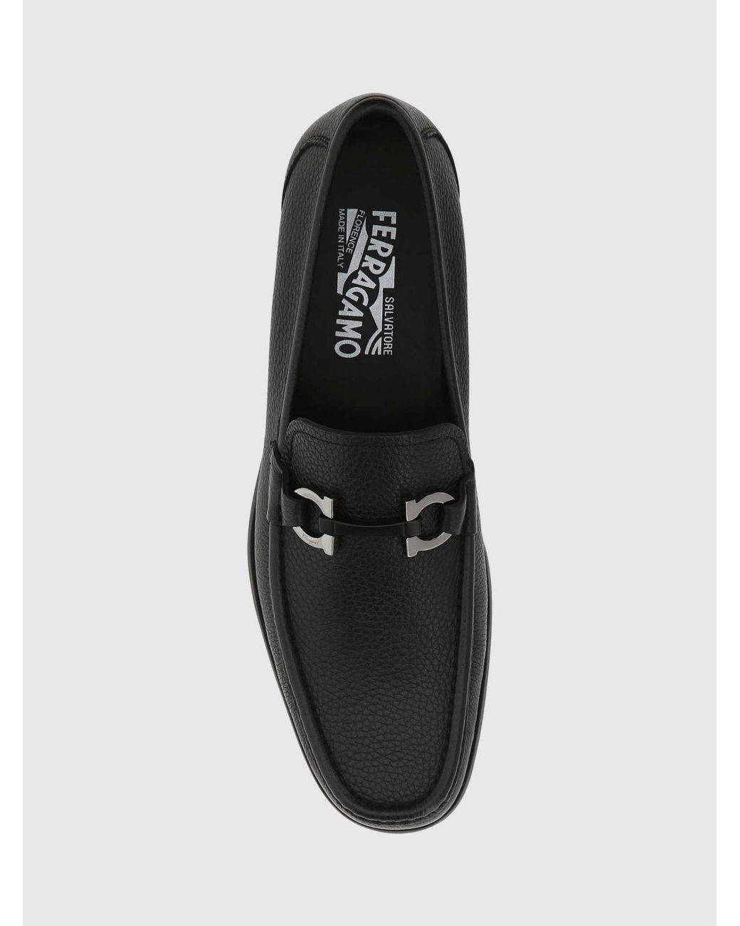 Ferragamo White Pebbled Calfskin Loafers With Gancini Horsebit Detail for men