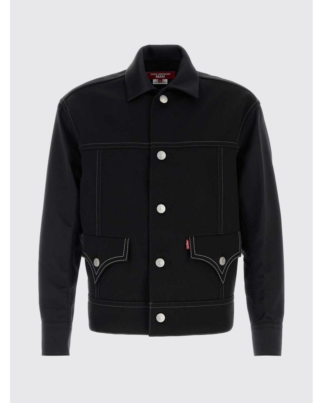 Junya Watanabe Black Pure Wool Shirt Jacket With Contrast Stitching for men