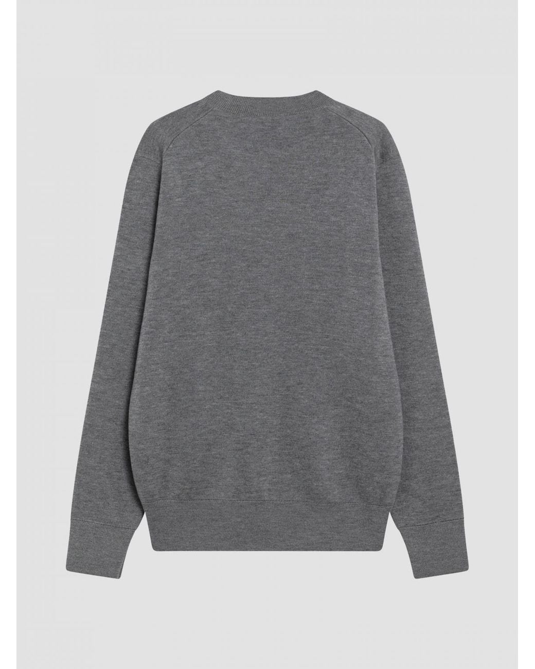 AMI Gray Wool Crewneck Jumper With Embroidered Ami De Cœur Logo for men