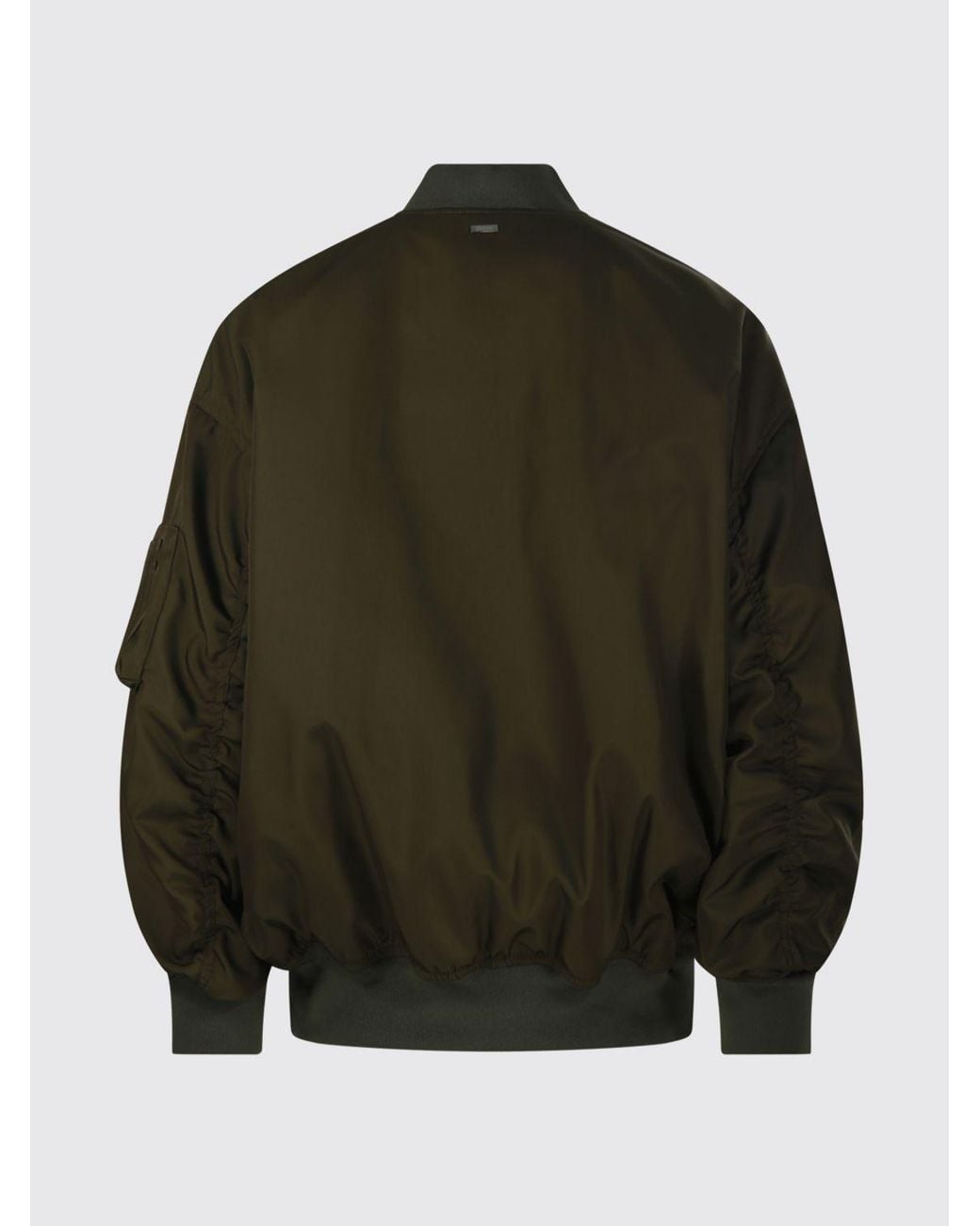 Herno Brown Cropped Polyester Bomber Jacket With Dropped Shoulders And Elasticated Trim