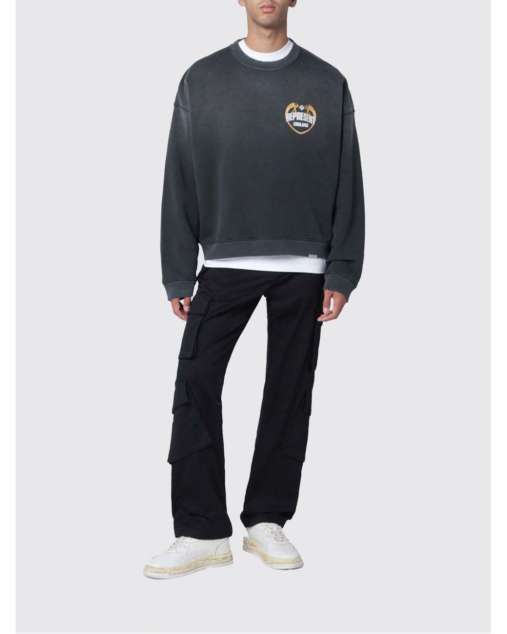 Represent Blue Cotton Cargo Trousers for men