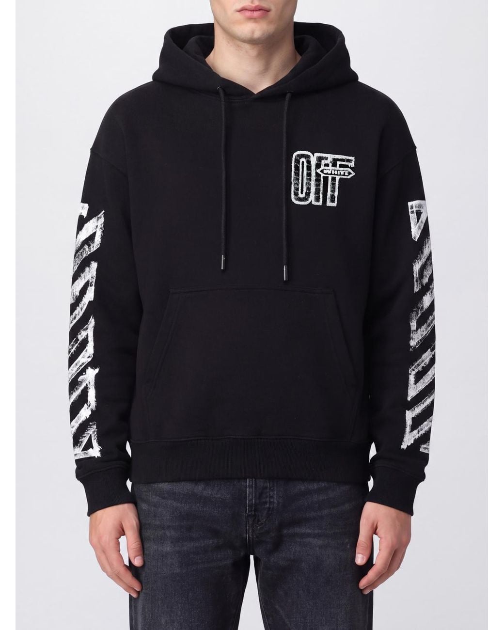 Off-White c/o Virgil Abloh Black Cotton Hoodie With Arrow Logo And Kangaroo Pocket for men