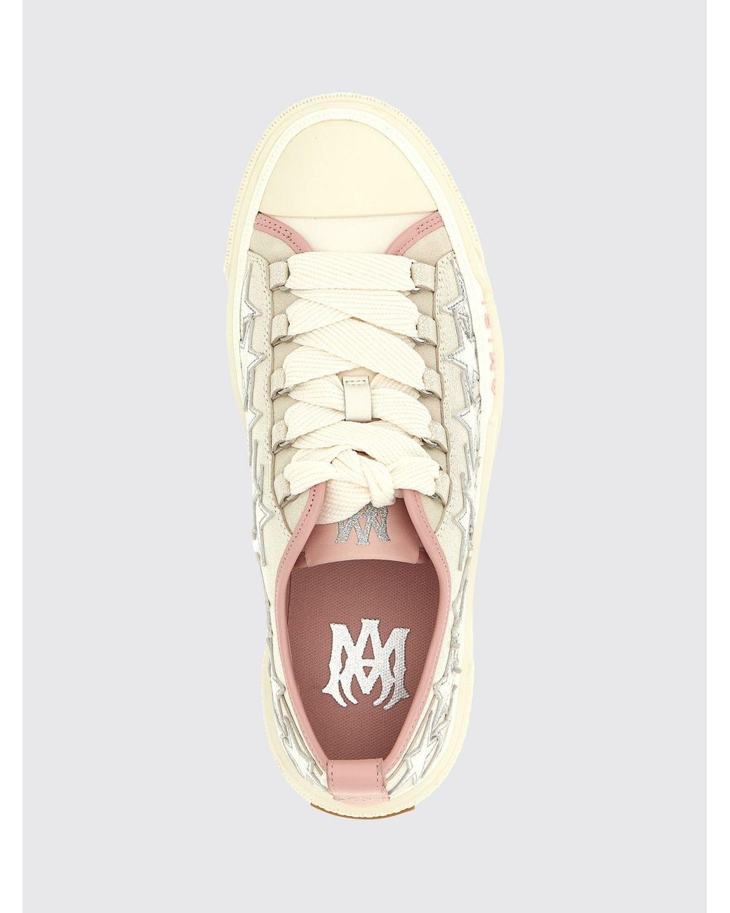 Amiri White Stars Court Low Laminated Leather And Glitter Sneakers