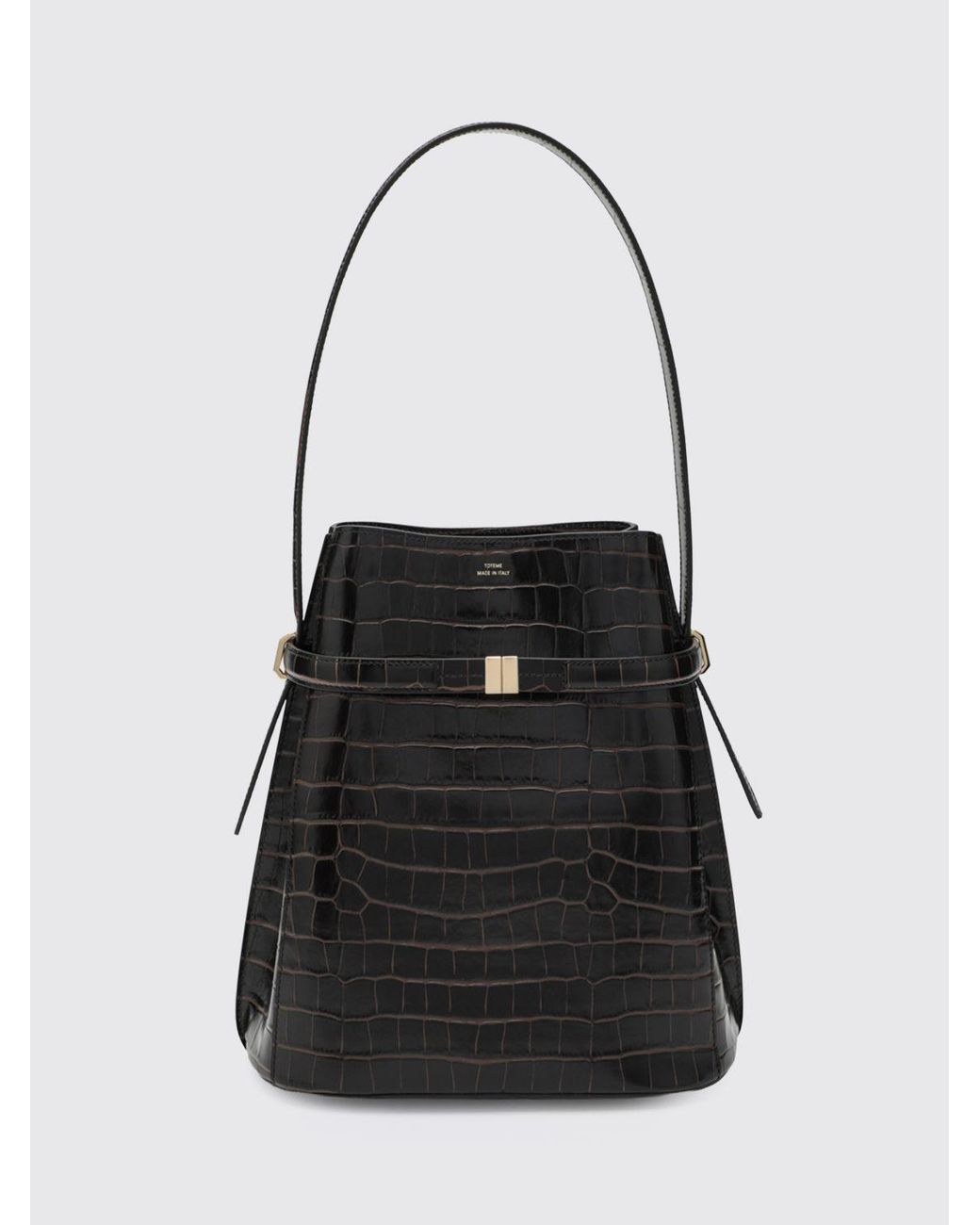 Totême Black Croc-Effect Leather Bucket Bag With Hook Closure