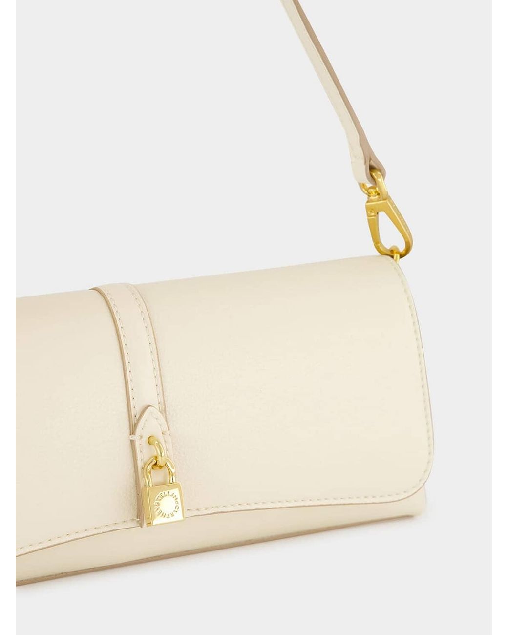 Stella McCartney Natural Ryder Vegan Nylon Shoulder Bag With Magnetic Flap Closure