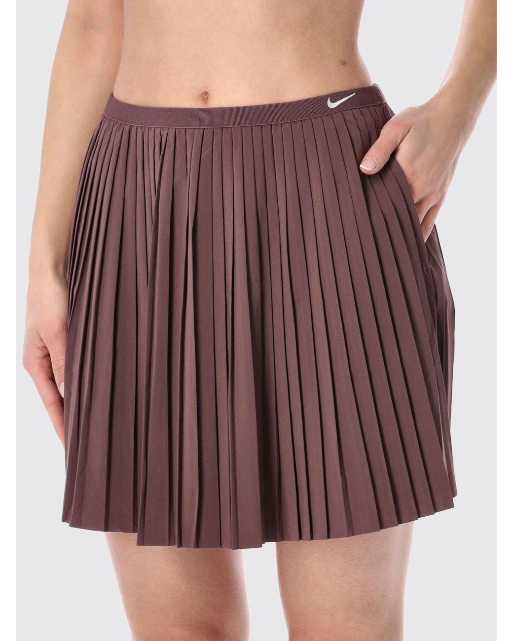Nike Red Pleated Technical Fabric Skirt