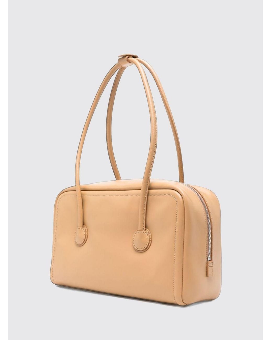 MARGE SHERWOOD Natural Boston Grained Calf Leather Shoulder Bag With Double Handle