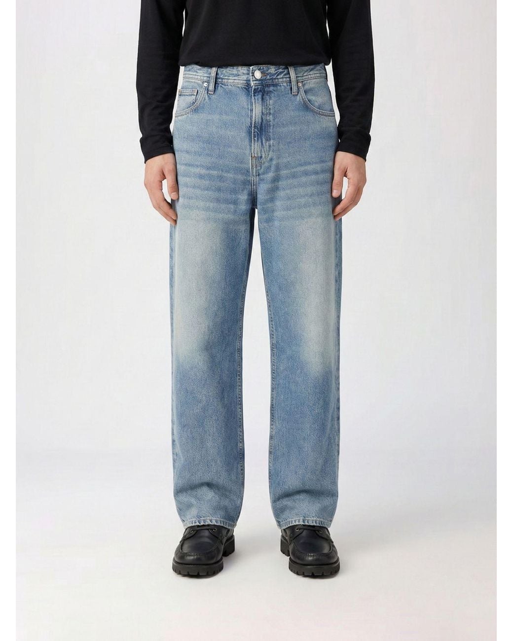 Haikure Blue Bleached Denim 5-Pocket Jeans for men