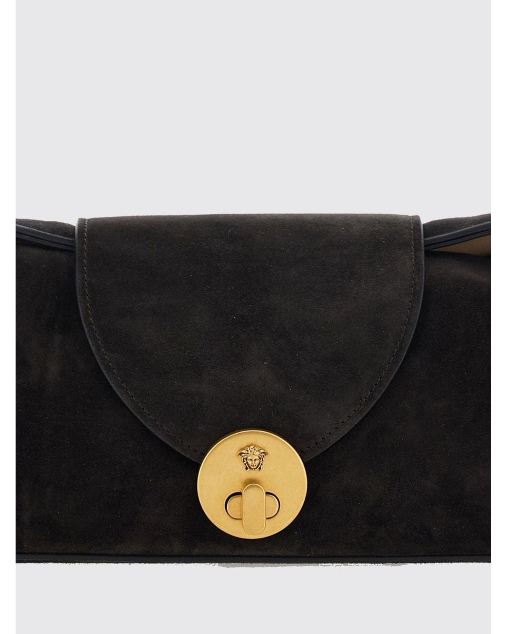 Versace White Vivian Suede Shoulder Bag With Medusa Logo