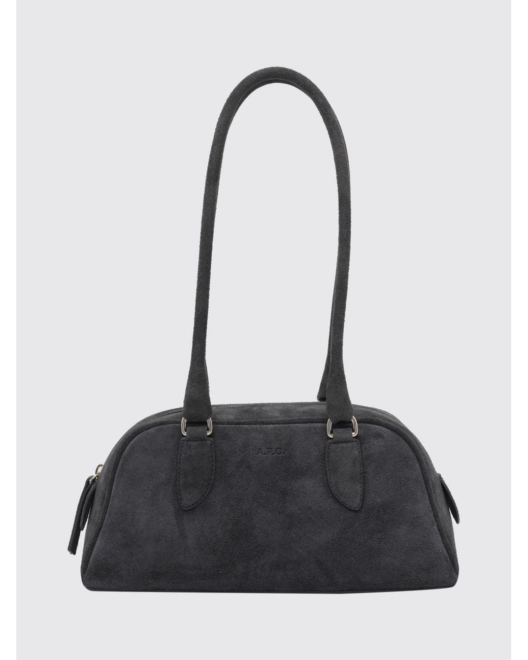 A.P.C. Black Paloma Suede Calfskin Shoulder Bag With Double Handles