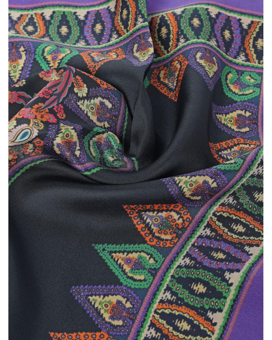 Etro Blue Seidenfoulard Mit Geometrischem Und Floralem Muster