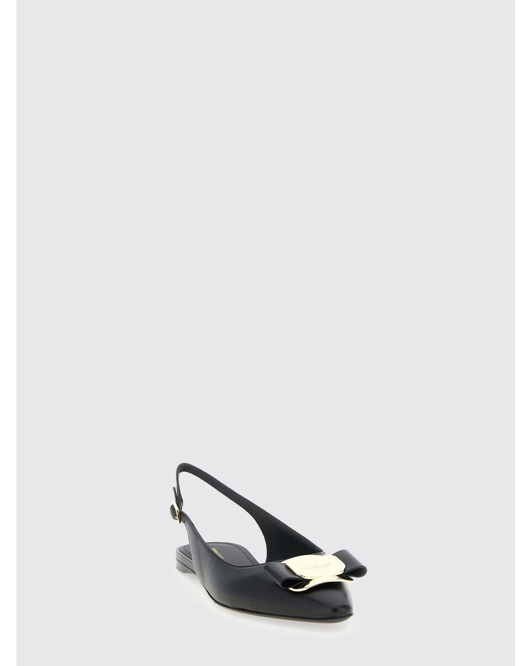 Ferragamo White Vara Leather Ballerinas