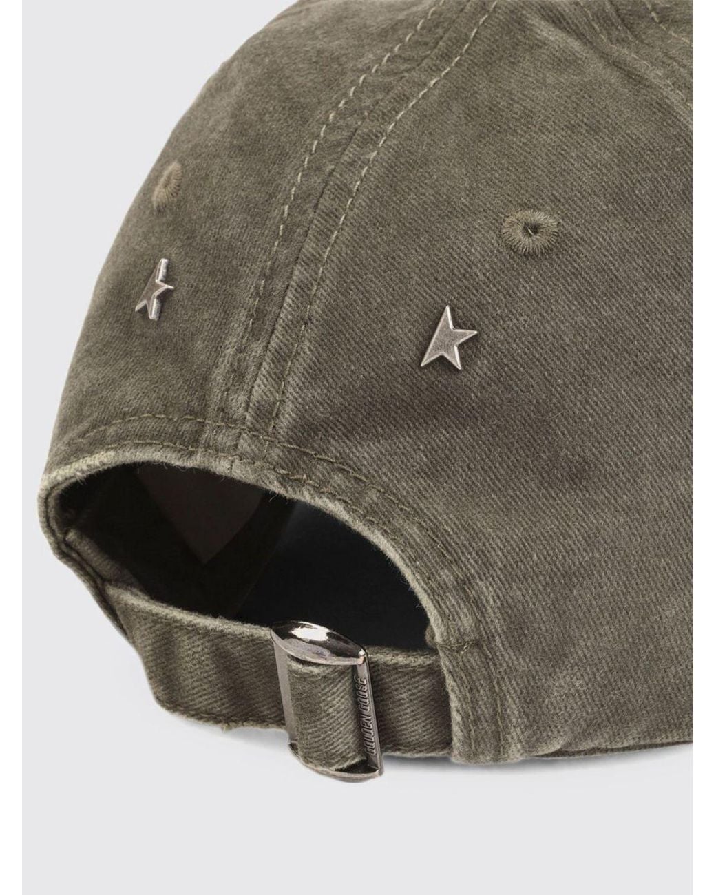 Golden Goose Deluxe Brand Gray Denim Baseball Cap With Studs And Embroidered Logo