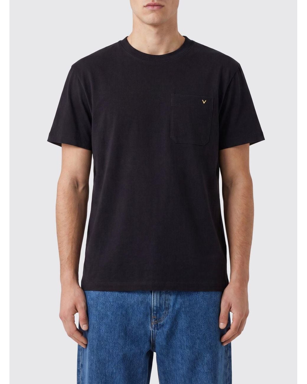 Valentino Black Slim Fit Vlogo Signature Cotton Pocket T-Shirt for men