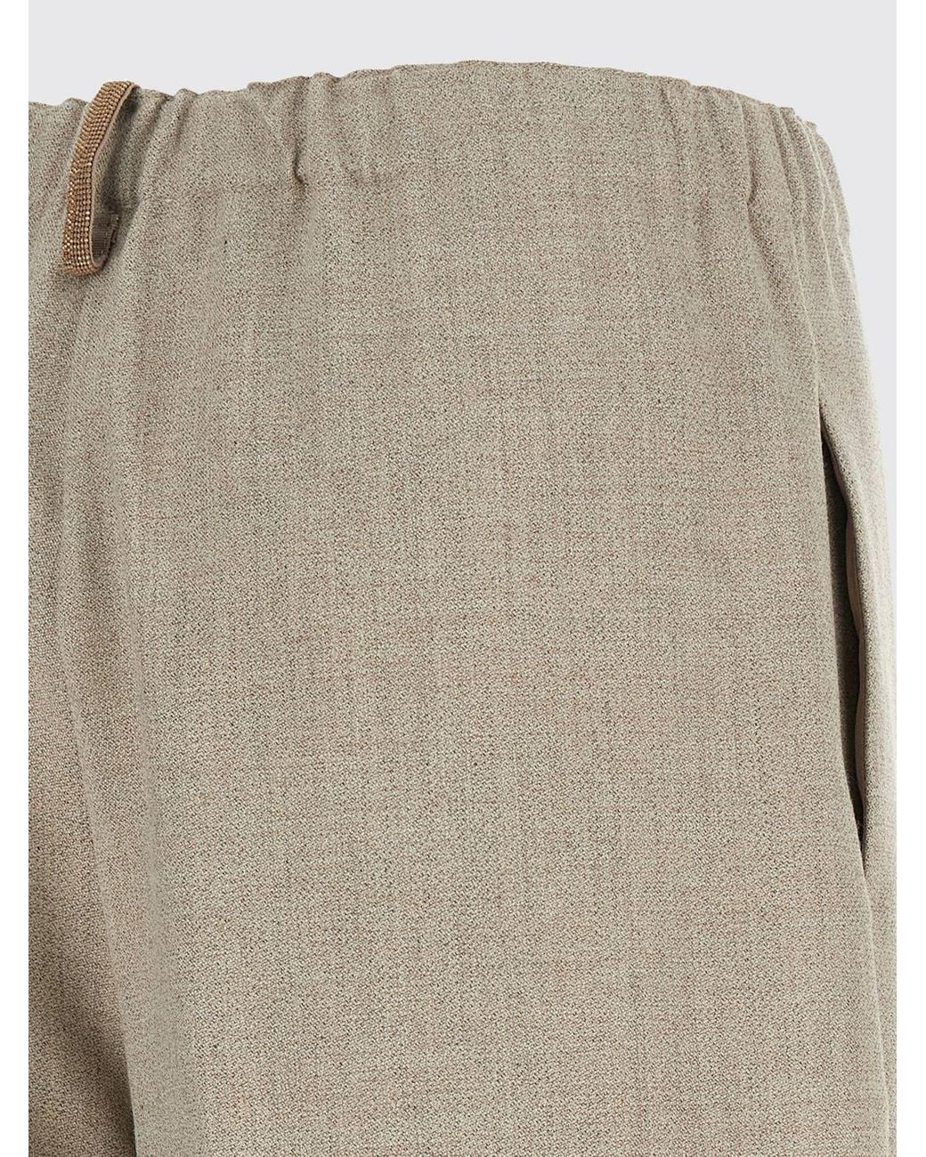 Fabiana Filippi Natural High-Waisted Wool Blend Palazzo Pants With Jewel Detail