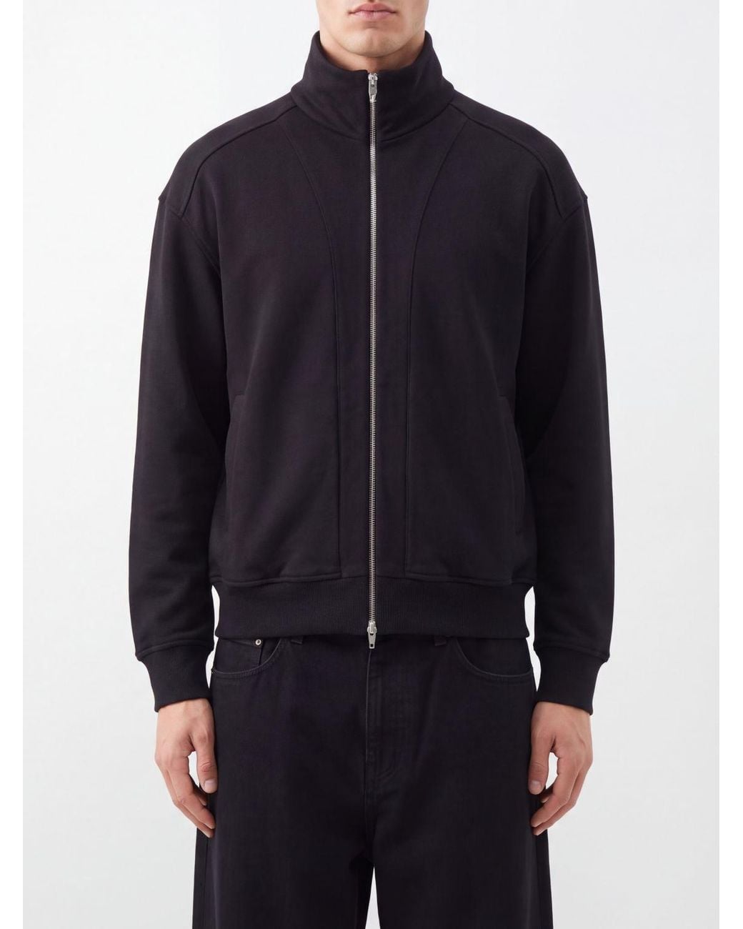 Jil Sander Blue High-Neck Zipped Sweatshirt for men